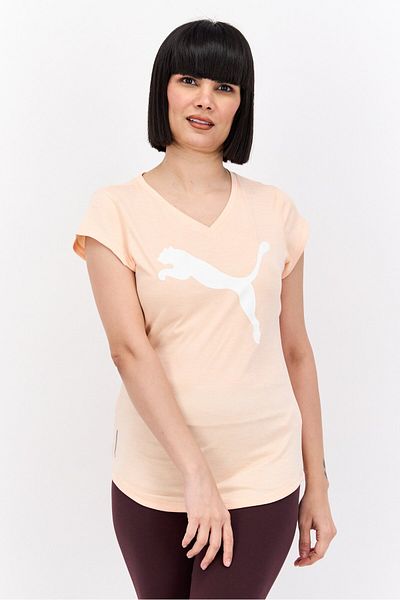 Puma Women Sportswear Fit Cap Sleeve Training T-Shirts, Peach