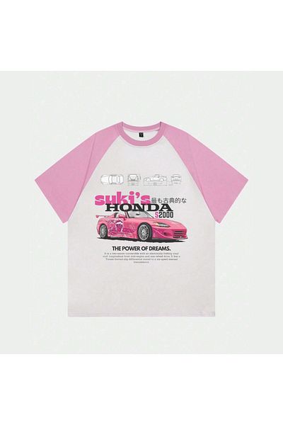 Touz Moda Λευκό Unisex Pink Raglan Suki S2000 T-Shirt