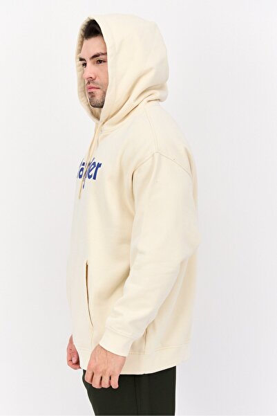 WRANGLER Men Hood Graphic Print Long Sleeves Sweatshirt, Beige