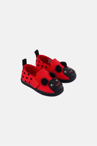 Toms Toddlers Girl Polka Dot Velcro Casual Shoes, Red