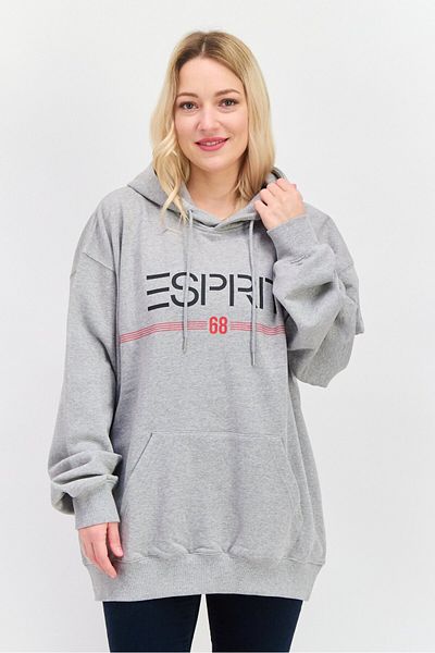 Esprit Women Hooded Long Sleeve Graphics Sweatshirt, Grey Combo