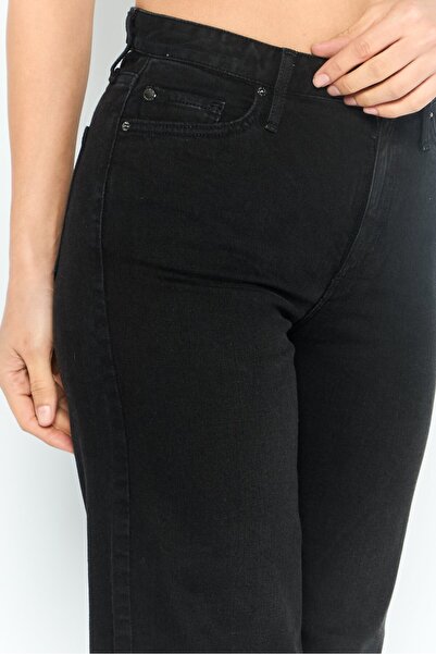 Armani Exchange Women Regular Fit High Rise Wide Cropped Stretch Jeans, Black