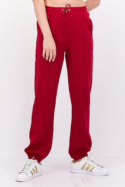 Scotch & Soda Women Regular Fit Solid Drawstring Jogger Pants, Red