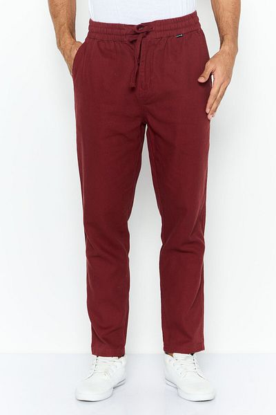 Hurley Men Regular Fit Textured Straight Leg Pants, Marron