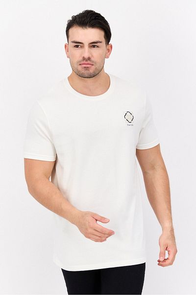 Denim & Flower x Ricky Singh Men Crew Neck Short Sleeves Graphic Print T-shirt, Off White Combo