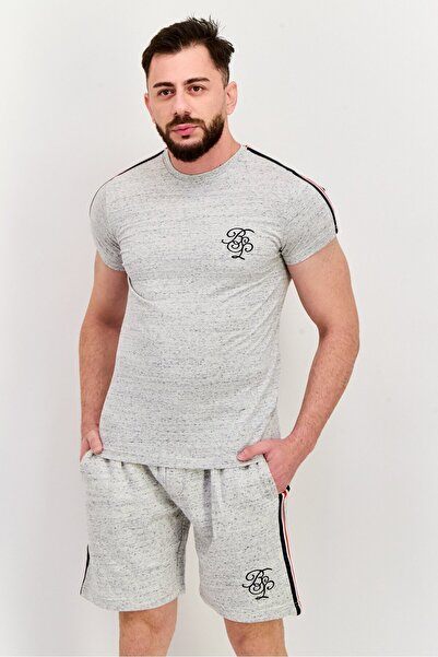 Brave Soul Men 2 Pieces Brand Logo T-Shirt And Short Set, Grey Combo