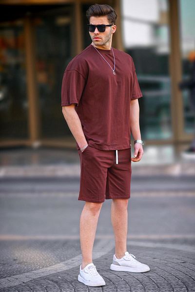 Madmext Bitter Brown Basic Men's Shorts Set 6377
