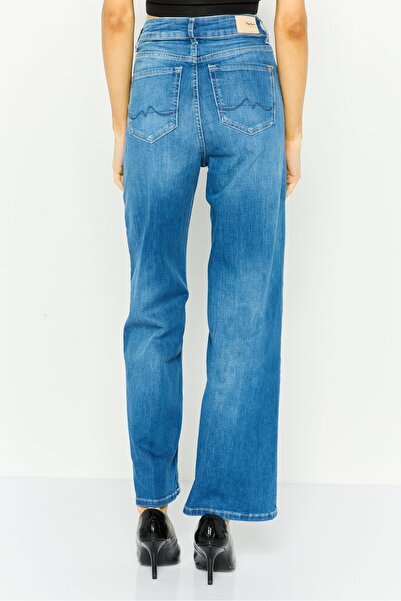 Pepe Jeans بنطلون جينز نسائي بقصّة عادية وخصر مرتفع، أزرق