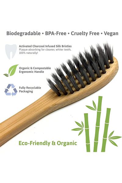 sweenhome Soft Toothbrush for Sensitive Gums - Natural Bamboo Material