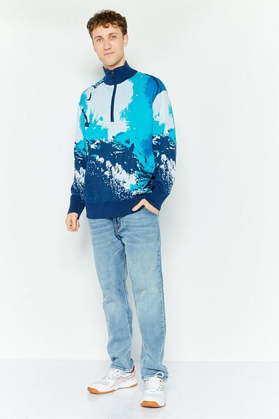 Esprit Men Tie Dye Half Zip Sweatshirt, Multicolor