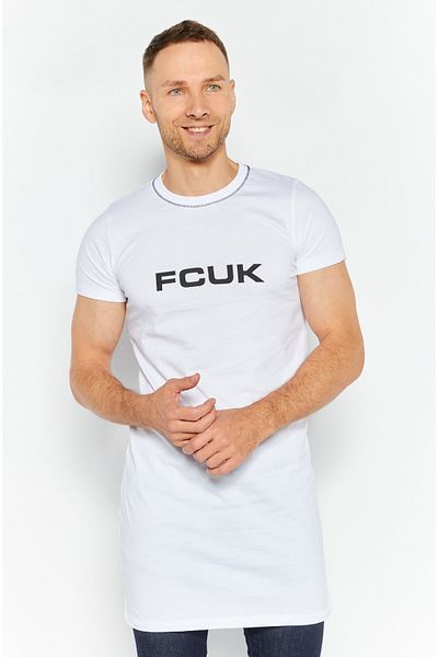 French Connection Men Crew Neck Short Sleeve Brand Logo T Shirt, White