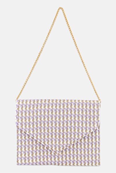Urban Expressions Women Plaid Clutch Bag 23 H x 28 x 1 W L cm, Lilac