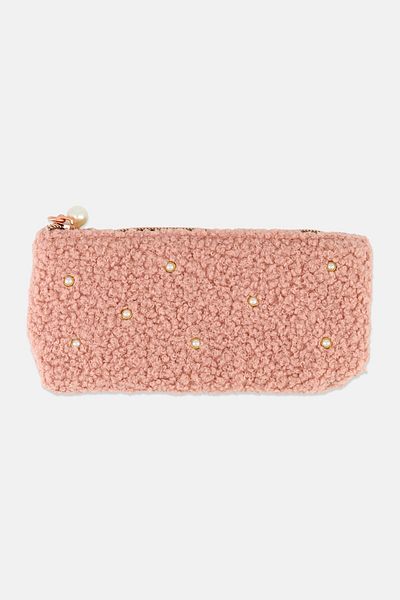 Posh & Pop Faux Fur Coin Wallet  9 H x 18 L x 2 W cm, Pink
