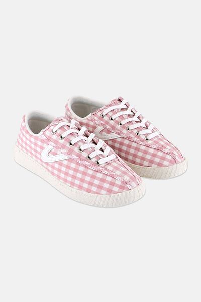 Tretorn Women Medium Lace Up Gingham Print Casual Shoes, Pink