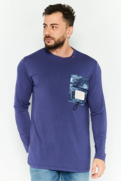Tribe of 6 Men Sportswear Fit Long Sleeves Outdoors T-Shirt, Blue