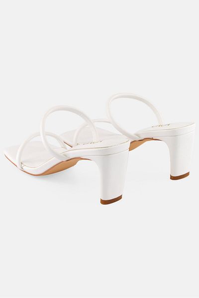XOXO Women Slip On Square Toe Heel Sandals, White