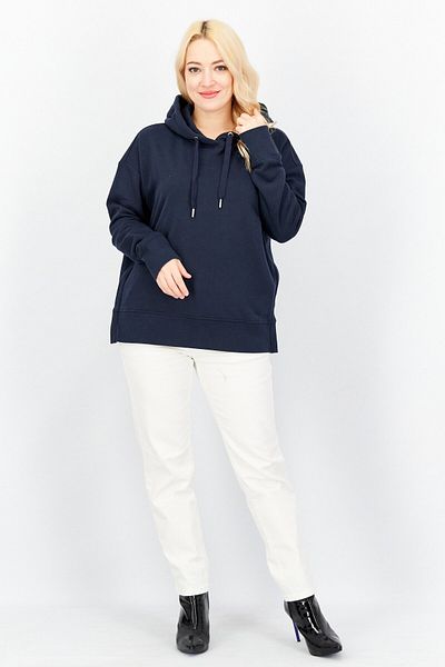Esprit Women Drawstring Long Sleeve Hooded Sweatshirt, Navy Blue