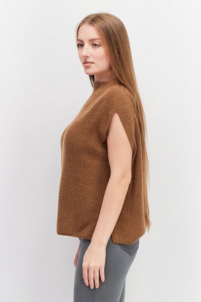 Esprit Women Mock Neck Sleeveless Knit Sweater, Brown