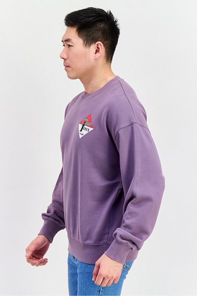 WRANGLER Men Crew Neck Long Sleeve Graphic Sweatshirt, Purple