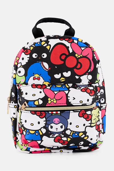 Hello Kitty حقيبة ظهر للبنات من هيلو كيتي، 30 سم ارتفاع × 25 سم طول × 10 سم عرض، مجموعة باللون الأسود