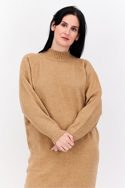 Hugo Boss Women Heather Sweater Dress, Sand Brown