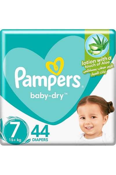 Pampers Aloe Vera, Size 7, Extra Large, 15+kg, Giant Pack, 44 Taped Diapers