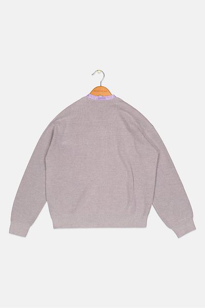 Lacoste Kids Girl V-Neck Long Sleeves Brand Logo Cardigan, Grey