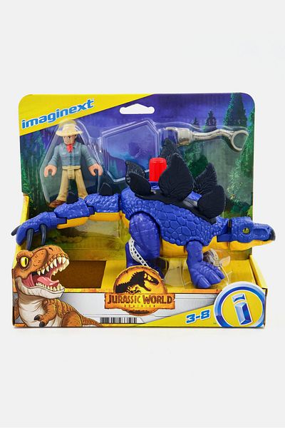 FISHER PRICE Imaginext Jurassic World Dominion Stegosaurus Dinosaur And Dr, Alan Grant, Blue Combo