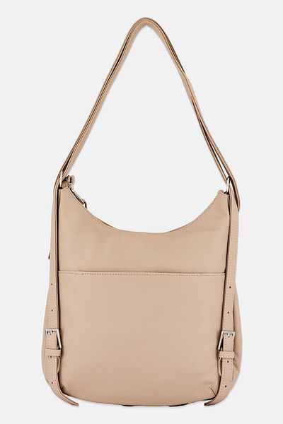 French Connection Women Brand Logo Convertible Backpack 30 H x 31 L x 7 W cm, Beige