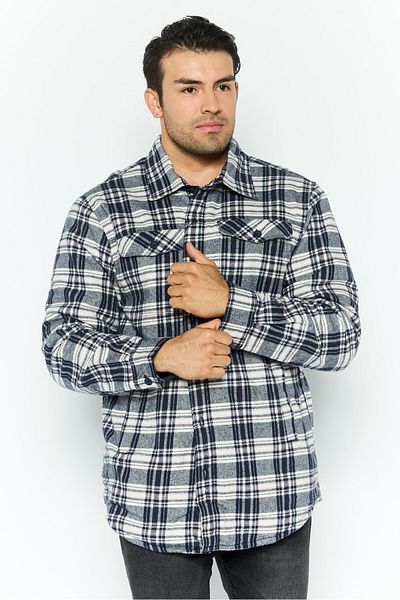 Rainforest Men Checkered Jacket Shirt, Navy