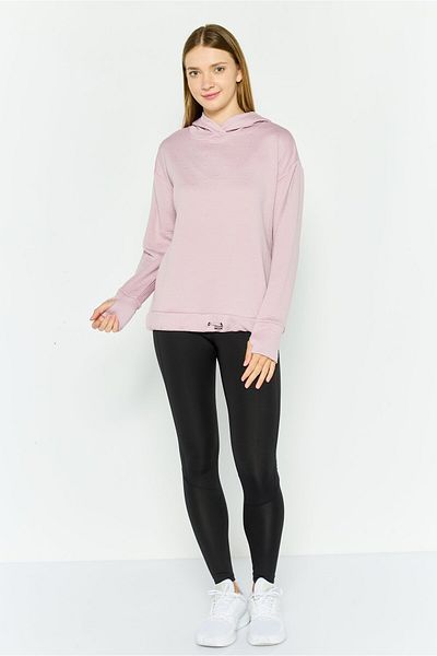 Nine West Women Hood Textured Long Sleeve Sweatshirt, Mauve