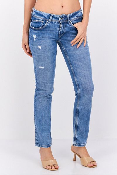 Pepe Jeans بنطلون جينز نسائي بقصّة مستقيمة وقابل للتمدد، أزرق
