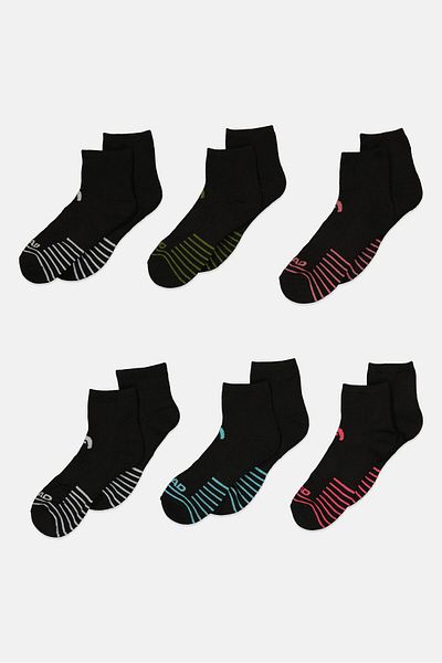 Head Women 6 Pairs Quarter Socks, Black Combo