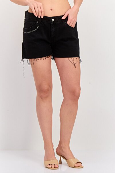 Pepe Jeans Women Washed Denim Shorts, Black
