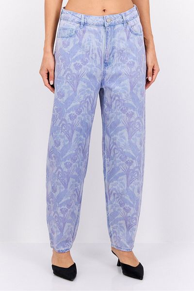 Scotch & Soda Women Balloon Leg Fit Floral Print Jeans, Lavender Combo