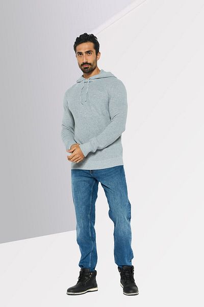Michael Kors Men Hooded Embroidered Logo Sweater, Grey