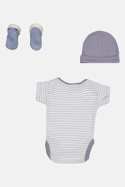 Ellesse طقم أطفال مطبوع عليه رسومات للأولاد الصغار مكون من 3 قطع، لون أرجواني فاتح