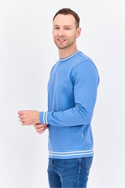 Sorbino Men Crew Neck Solid Long Sleeves Sweatshirt, Slate Blue