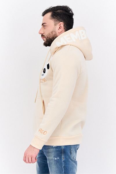 Members Only Men Hooded Embroidered Long Sleeves Sweatshirt, Cream