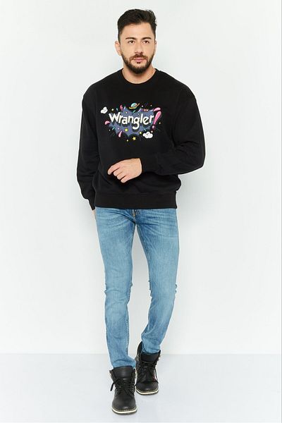 WRANGLER Men Crew Neck Graphic Print Long Sleeves Sweatshirt, Black