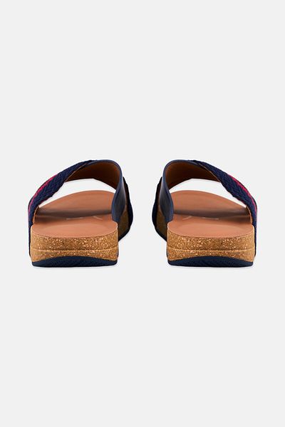 Fitflop شبشب رجالي سهل الارتداء مصنوع من الجلد باللون الأزرق الداكن