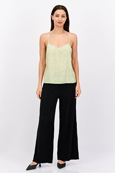 Style Cheat Women V Neck Sleeveless Allover Printed Tank Top, Green