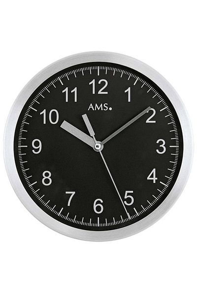 AMS Wall Clock 5911, Quartz, Black, Analogue, Modern