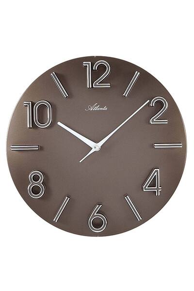 Atlanta Wall Clock 4397/3, Quartz, Brown, Analogue, Modern