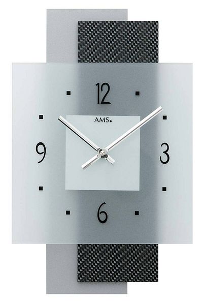 AMS Wall Clock 9243, Quartz, Transparent, Analogue, Modern