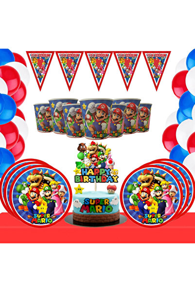 Parti Evreni Super Mario Temalı 8 Kişilik Doğum Günü Seti