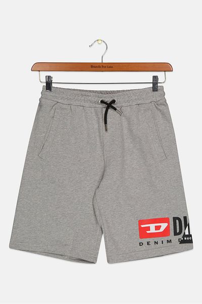 Diesel Kids Boy Regular Fit Brand Logo Shorts, Heather Grey