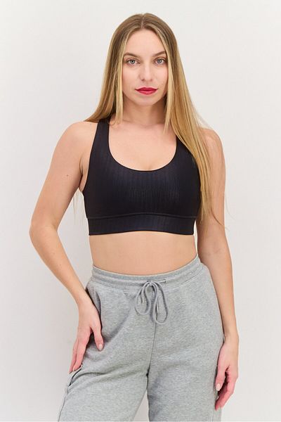 SKECHERS Women Brand Logo Padded Sports Bra, Black