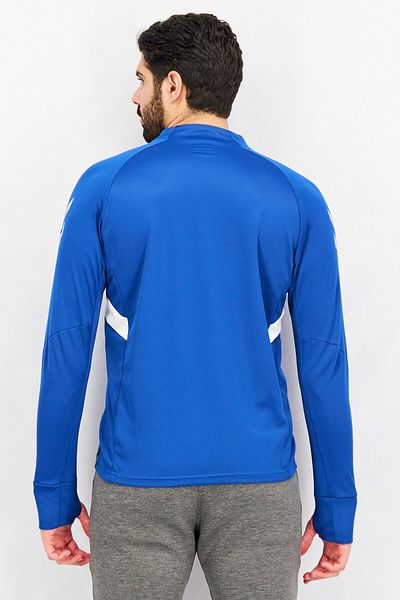hummel Men Sportswear Fit Half Zip Long Sleeve Brand Logo Sweatshirts, Navy Combo