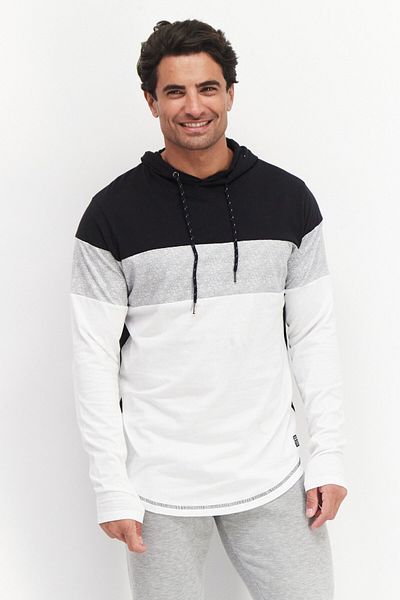 Modern Culture Men Hooded Brand Logo Long Sleeves Sweatshirt, Black/grey